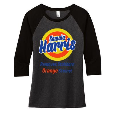 Kamala Harris 2024 Removes Stubborn Orange Stains Women's Tri-Blend 3/4-Sleeve Raglan Shirt