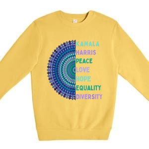 Kamala Harris 2024. Peace Love Hope Equality Diversity Premium Crewneck Sweatshirt