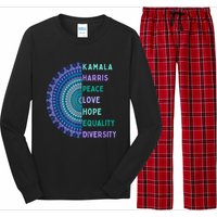 Kamala Harris 2024. Peace Love Hope Equality Diversity Long Sleeve Pajama Set