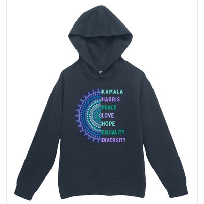 Kamala Harris 2024. Peace Love Hope Equality Diversity Urban Pullover Hoodie