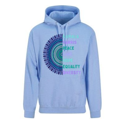 Kamala Harris 2024. Peace Love Hope Equality Diversity Unisex Surf Hoodie