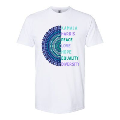 Kamala Harris 2024. Peace Love Hope Equality Diversity Softstyle® CVC T-Shirt