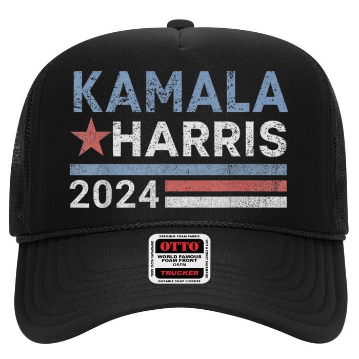 Kamala Harris 2024 For President Election Campaign High Crown Mesh Back Trucker Hat