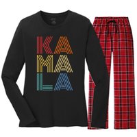 Kamala Harris 2024 Vintage Retro Style Women's Long Sleeve Flannel Pajama Set 