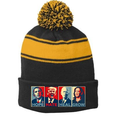 Kamala Harris 2024 Support Stripe Pom Pom Beanie