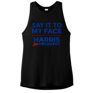 Kamala Harris 2024 Say It To My Face Debate Me Ladies PosiCharge Tri-Blend Wicking Tank