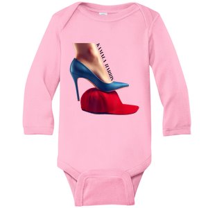 Kalama Harris 2024 Retro Comma La Red Hat Anti Trump Maga Baby Long Sleeve Bodysuit