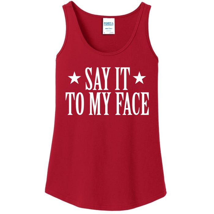 Kamala Harris 2024 Say It To My Face Kamala Harris Debate Ladies Essential Tank