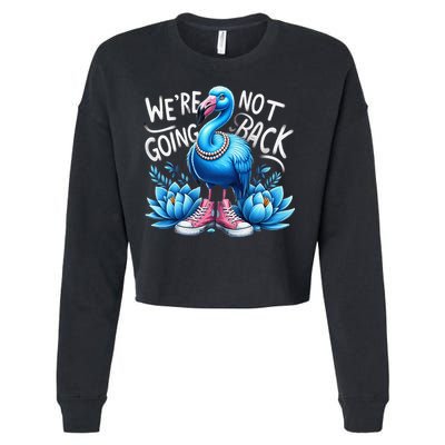 Kamala Harris 2024 Vintage Flamingo Were Not Going Back Cropped Pullover Crew