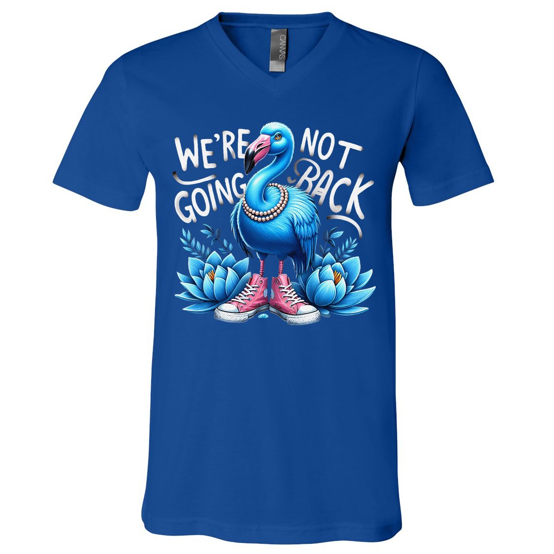 Kamala Harris 2024 Vintage Flamingo Were Not Going Back V-Neck T-Shirt