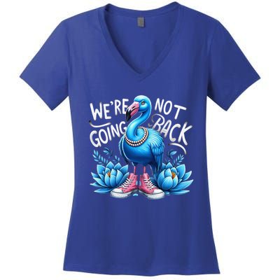 Kamala Harris 2024 Vintage Flamingo Were Not Going Back Women's V-Neck T-Shirt