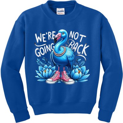 Kamala Harris 2024 Vintage Flamingo Were Not Going Back Kids Sweatshirt