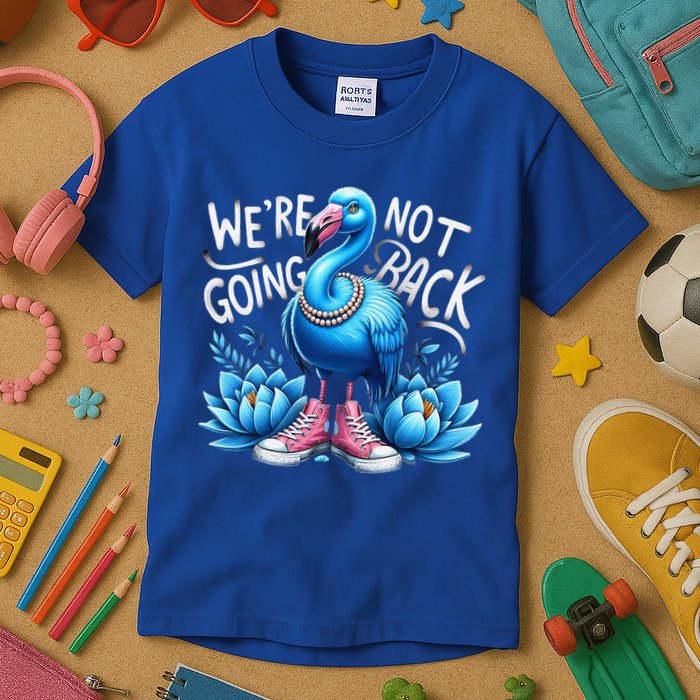 Kamala Harris 2024 Vintage Flamingo Were Not Going Back Kids T-Shirt