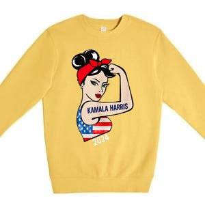 Kamala Harris 2024 President America Election Vote Women Premium Crewneck Sweatshirt