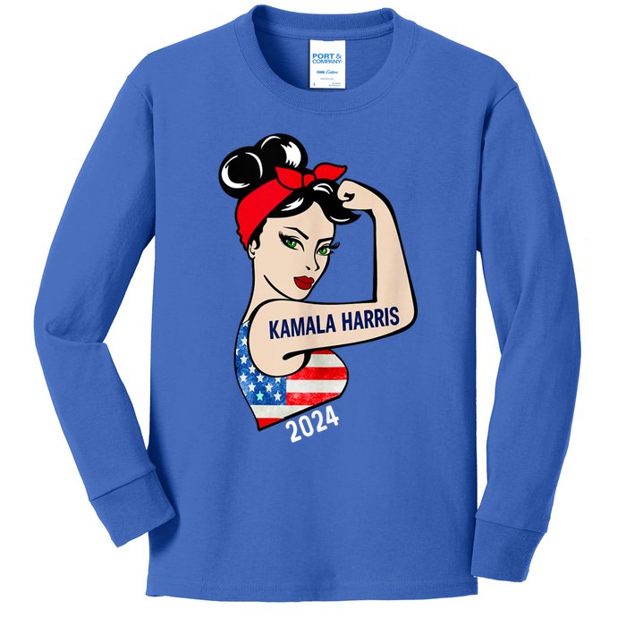 Kamala Harris 2024 President America Election Vote Women Kids Long Sleeve Shirt