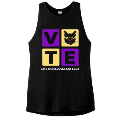 Kamala Harris 2024 Vote Like A Childless Cat Lady Ladies PosiCharge Tri-Blend Wicking Tank