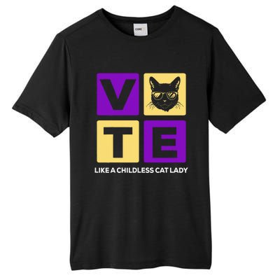 Kamala Harris 2024 Vote Like A Childless Cat Lady Tall Fusion ChromaSoft Performance T-Shirt