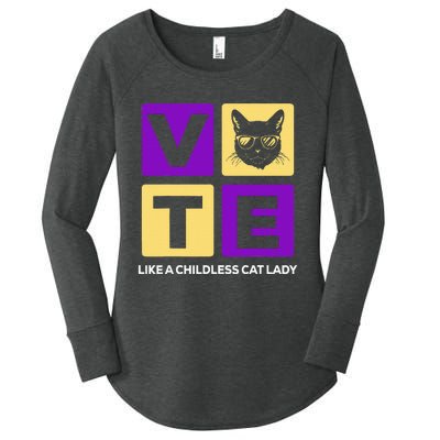 Kamala Harris 2024 Vote Like A Childless Cat Lady Women's Perfect Tri Tunic Long Sleeve Shirt