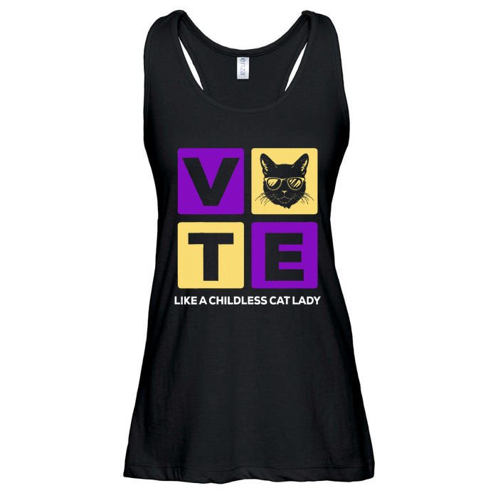 Kamala Harris 2024 Vote Like A Childless Cat Lady Ladies Essential Flowy Tank