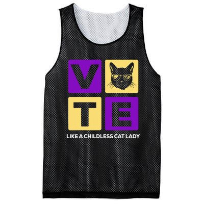 Kamala Harris 2024 Vote Like A Childless Cat Lady Mesh Reversible Basketball Jersey Tank