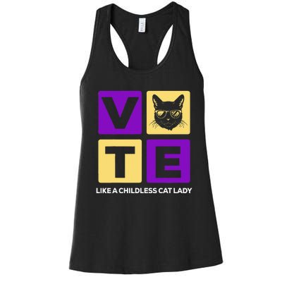 Kamala Harris 2024 Vote Like A Childless Cat Lady Women's Racerback Tank