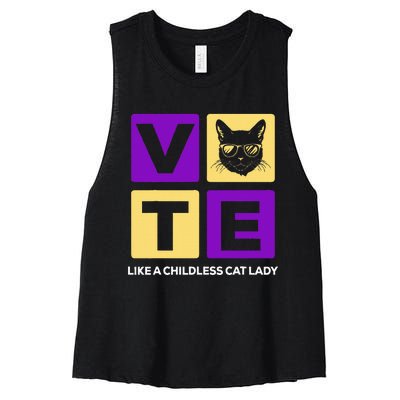 Kamala Harris 2024 Vote Like A Childless Cat Lady Women's Racerback Cropped Tank