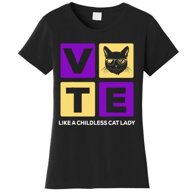 Kamala Harris 2024 Vote Like A Childless Cat Lady Women's T-Shirt