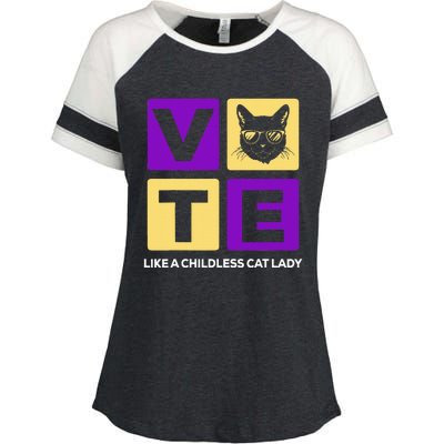 Kamala Harris 2024 Vote Like A Childless Cat Lady Enza Ladies Jersey Colorblock Tee