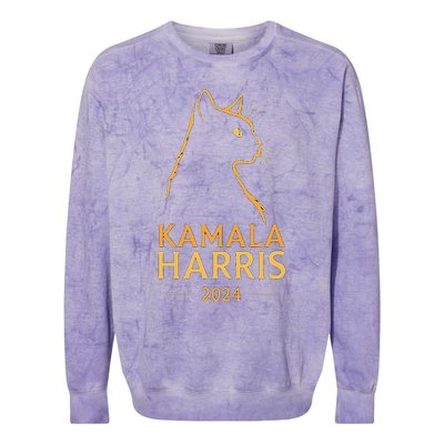 Kamala Harris 2024 Cat Silhouette Colorblast Crewneck Sweatshirt