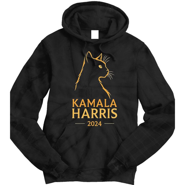 Kamala Harris 2024 Cat Silhouette Tie Dye Hoodie