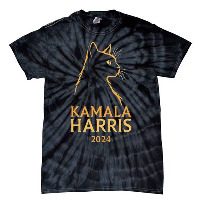 Kamala Harris 2024 Cat Silhouette Tie-Dye T-Shirt