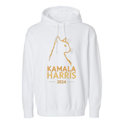 Kamala Harris 2024 Cat Silhouette Garment-Dyed Fleece Hoodie