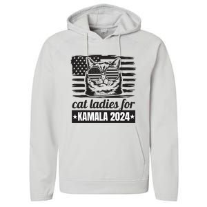 Kamala Harris 2024 Cat Lady Voting Cats Feminine Funny Women Performance Fleece Hoodie