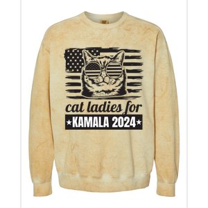 Kamala Harris 2024 Cat Lady Voting Cats Feminine Funny Women Colorblast Crewneck Sweatshirt