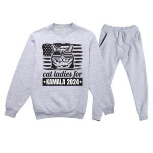 Kamala Harris 2024 Cat Lady Voting Cats Feminine Funny Women Premium Crewneck Sweatsuit Set