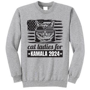 Kamala Harris 2024 Cat Lady Voting Cats Feminine Funny Women Tall Sweatshirt