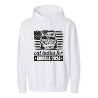 Kamala Harris 2024 Cat Lady Voting Cats Feminine Funny Women Garment-Dyed Fleece Hoodie