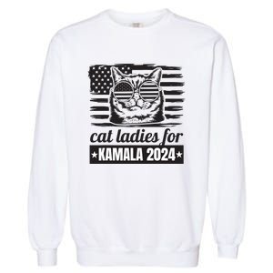 Kamala Harris 2024 Cat Lady Voting Cats Feminine Funny Women Garment-Dyed Sweatshirt