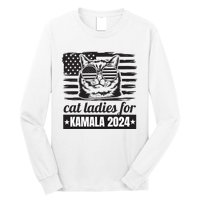 Kamala Harris 2024 Cat Lady Voting Cats Feminine Funny Women Long Sleeve Shirt