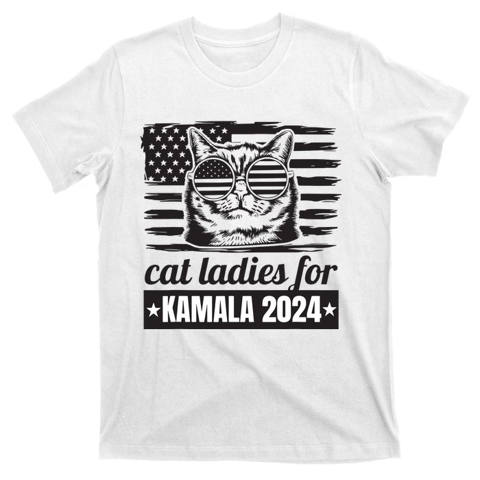 Kamala Harris 2024 Cat Lady Voting Cats Feminine Funny Women T-Shirt