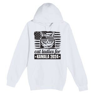 Kamala Harris 2024 Cat Lady Voting Cats Feminine Funny Women Premium Pullover Hoodie