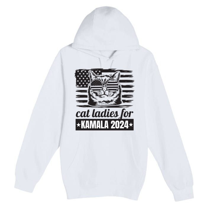 Kamala Harris 2024 Cat Lady Voting Cats Feminine Funny Women Premium Pullover Hoodie