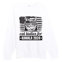 Kamala Harris 2024 Cat Lady Voting Cats Feminine Funny Women Premium Crewneck Sweatshirt