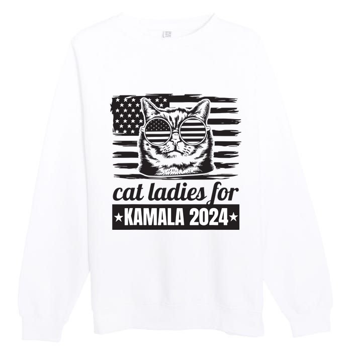 Kamala Harris 2024 Cat Lady Voting Cats Feminine Funny Women Premium Crewneck Sweatshirt