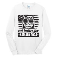 Kamala Harris 2024 Cat Lady Voting Cats Feminine Funny Women Tall Long Sleeve T-Shirt