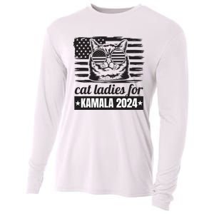 Kamala Harris 2024 Cat Lady Voting Cats Feminine Funny Women Cooling Performance Long Sleeve Crew