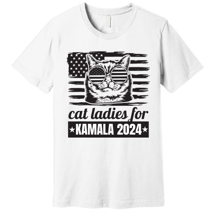 Kamala Harris 2024 Cat Lady Voting Cats Feminine Funny Women Premium T-Shirt