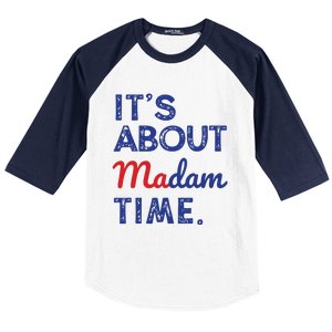 Kamala Harris 2024 Its About Madam Time President Election Baseball Sleeve Shirt