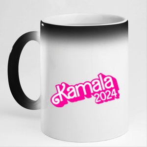 Kamala Harris 2024 Neon Fuchsia Doll Logo 11oz Black Color Changing Mug