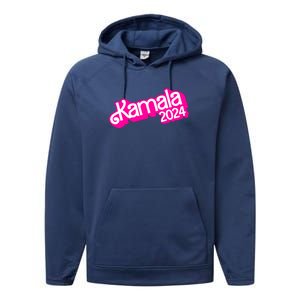 Kamala Harris 2024 Neon Fuchsia Doll Logo Performance Fleece Hoodie